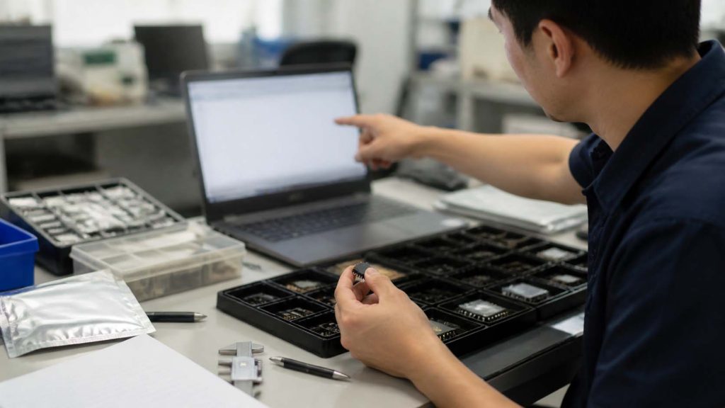 Engineer reviewing BOM sourcing and lead-time planning on a workstation