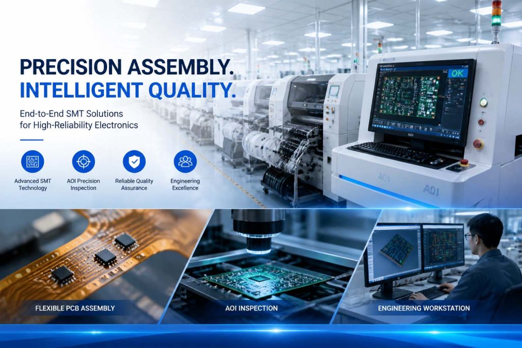 Industrial SMT PCB assembly production line with AOI inspection